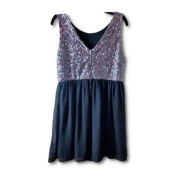 💎190 Pinky Black And Silver Sequins Sleeveless Y2K Mini Dress - Picture 5 of 8